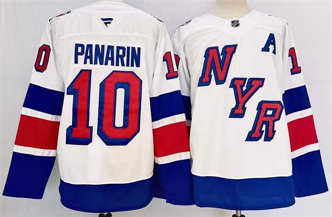 Mens New York Rangers #10 Artemi Panarin White 2024-25 Stadium Series Stitched Jersey